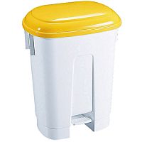 Derby Plastic Waste Pedal Bin 30 Litre White/Yellow 348023 Derby Plastic Waste Pedal Bin 30 Litre White/Yellow 348023