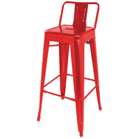 Bolero Bistro Steel High Stool With Backrest Red (Pack of 4)