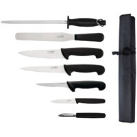 Hygiplas 7 Piece Starter Knife Set With 20cm Chef Knife and Roll Bag