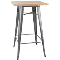 Bolero Bistro Bar Table with Wooden Top Gun Metal