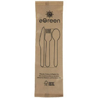 eGreen Individually Kraft Wrapped 4-in-1 Wooden Cutlery Set (250 pack)