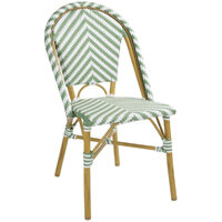 Bolero Parisian Style Rattan Side Chairs Light Green (Pack of 2)