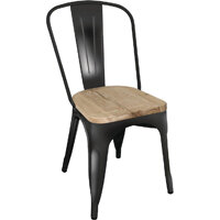 Bolero Bistro Side Chairs with Wooden Seat Pad Black (Pack of 4)