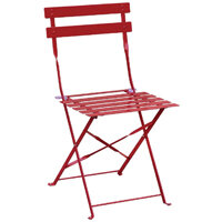 Bolero Red Pavement Style Steel Chairs (Pack of 2)