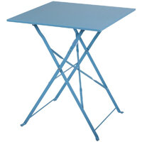 Bolero Pavement Style Square Steel Table Seaside Blue 600mm