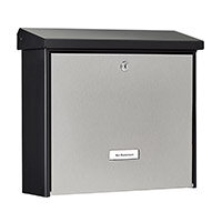 Burg Wachter  6867 London Black & Silver Stainless Steel with Black Coating Post Box H320 xW377xD115mm