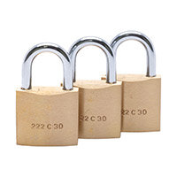 Burg Wachter  Trio 222 30 SB Brass Standard Padlock 30mm Standard Shackle Keyed Alike Pack of 3
