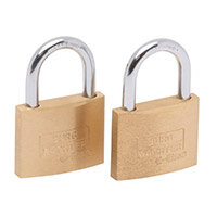 Burg Wachter  Duo 222 50 SB Brass Standard Padlock 2 x 50mm Standard Shackle Keyed Alike Pack of 2