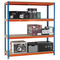 2m High Heavy Duty Boltless Chipboard Shelving Unit W2100xD450mm 500kg Shelf Capacity With 4 Shelves - 5 Year Warranty