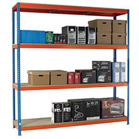 2.5m High Heavy Duty Boltless Chipboard Shelving Unit W2100xD750mm 400kg Shelf Capacity With 4 Shelves - 5 Year Warranty 2.5m High Heavy Duty Boltless Chipboard Shelving Unit W2100xD750mm 400kg Shelf Capacity With 4 Shelves - 5 Year Warranty