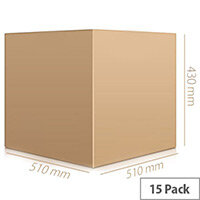 Packing Cardboard Boxes Double Wall Strong Flat 510x510x430mm (Pack 15)