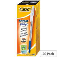 Bic Cristal Grip Ballpoint Pen Blue Pack 20 Bic Cristal Grip Ballpoint Pen Blue Pack 20