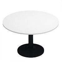 Kito White Meeting Room Round Table Black Trumpet Base Dia1200xH725mm