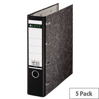 Leitz Double Mechanism Lever Arch File 80mm Spine A4 Black Marbled Pack of 5 10920000 Leitz Double Mechanism Lever Arch File 80mm Spine A4 Black Marbled Pack of 5 10920000