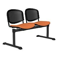 OI Series 2-Seater Bench With Black Mesh Back & Vinyl Upholstered Seat Orange L110