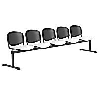 OI Series 5-Seater Bench With Black Mesh Back & Vinyl Upholstered Seat White L022