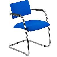 O.Q. Series Chrome Frame Blue Stackable Meeting Chair With Semi Open Back and Sled Base