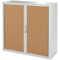 Paperflow Easy Office Cupboard 1 Metre Grey/Beech with 2 Shelves EE000016
