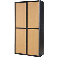 Paperflow Easy Office Cupboard 2 Metres Black/Beech with 4 Shelves EE000024