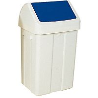 Plastic Swing Top Bin 50 Litre White/Blue 330350 Plastic Swing Top Bin 50 Litre White/Blue 330350