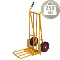 Sack Truck Yellow 250kg Capapcity Pneumatic Tyred Wheel Folding Foot 382848