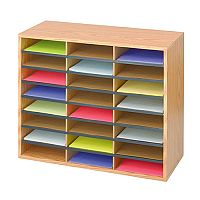 Safco Mailroom Sorter Oak 24 Compartment Literature Organiser Safco Mailroom Sorter Oak 24 Compartment Literature Organiser
