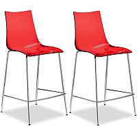 Zebra Antishock Bar Stool With H650mm Chrome Base Translucent Red Zebra Antishock Bar Stool With H650mm Chrome Base Translucent Red