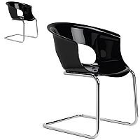Miss B Antishock Chair With Chrome Cantilever Base Glossy Black Set of 2 Miss B Antishock Chair With Chrome Cantilever Base Glossy Black Set of 2