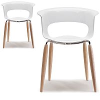 Natural Miss B Antishock Canteen & Breakout Chair Glossy White With Steel & Natural Oak Wood Legs Set of 2 Natural Miss B Antishock Canteen & Breakout Chair Glossy White With Steel & Natural Oak Wood Legs Set of 2