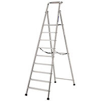 Extra Heavy Duty Aluminium 9 Step Ladder Platform Height 2.14M Closed Height 3.17M Capacity 350Kg