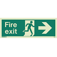Photoluminescent Fire Exit Sign Fire Exit Arrow Right HxW 150X400mm