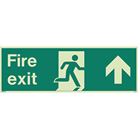 Photoluminescent Fire Exit Single Sided Sign For Large Areas 300X900mm Fire Exit Arrow Up