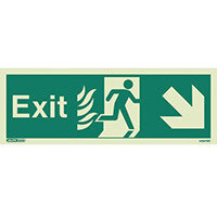 Photoluminescent NHS HTM 65 Fire Exit Sign Arrow Down Right HxW 200x450mm Ref:SY318419