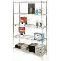 Olympic Chrome Wire Shelving System 1895mm High Starter Unit WxD 1524x457mm 5 Shelves & 4 Posts 275kg Shelf Capacity