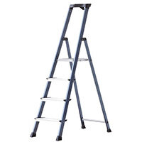 Extra Deep Tread Aluminium Step Platform Ladder 4 Tread Height 0.85m Silver