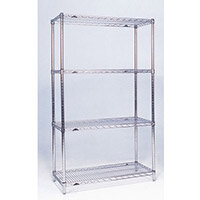 Olympic Chrome Wire Shelving System 1590mm High Starter Unit WxD 1219x356mm 4 Shelves & 4 Posts 350kg Shelf Capacity