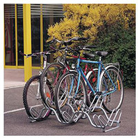 Heavy Duty Twin Level Floor Mounted Cycle Rack 5 Bike Capacity