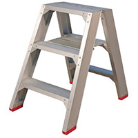 Heavy Duty Aluminium Step Stool Platform 2 Treads Height 450mm Silver