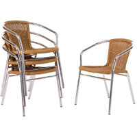 Bolero Aluminium and Natural Wicker Chair (Pack of 4)