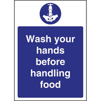 Vogue Wash hands Before Handling Food Sign