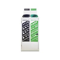 Customisable Slimline Dual-Sort Recycle Station H1150 x W540 x D275mm 50 Litre x 2