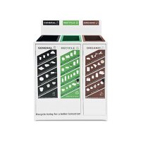 Customisable Slimline Triple-Sort Recycle Station H1150 x W810 x D275 50 Litre x 3