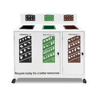 Customisable Triple-Sort Recycling Station H1150 x W1230 x D380mm 80 Litre x 3