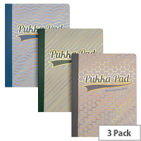 Pukka Pad Composition Book - B5 140pg Pack of 3 Assorted Colours Haze - 9892-HZE