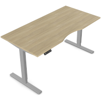 Zoom Electric Dual Motor Height Adjustable Sit Stand Office Desk Dual Purpose Reversible Scallop Top W1600xD800xH685-1185mm Urban Oak Top Silver Frame 10 Year Warranty