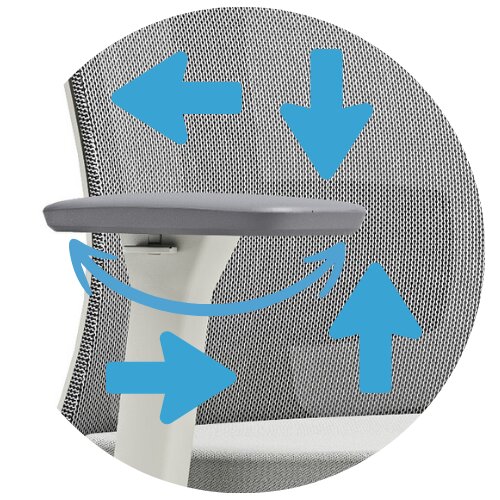 3D armrests with width adjustment on PostureX chair