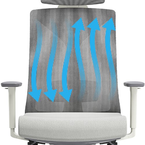 Breathable KRALL+ROTH mesh back on PostureX chair
