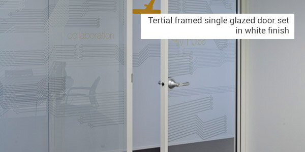 tertial framed single glazed door in white finish
