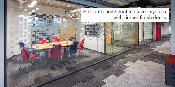 h9t anthracite double glazed system with timber finish doors