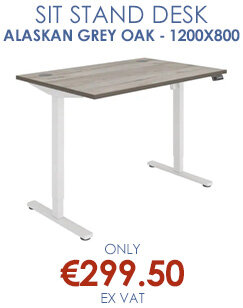 Core Sit Stand Desk 1200 x 800 Alaskan Grey Oak Top and white frame